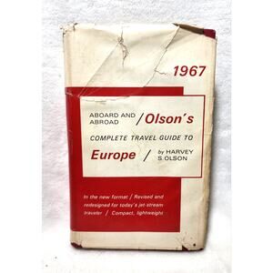Olson's Aboard & Abroad Complete Travel Guide To Europe Itineraries 1967 HC DJ